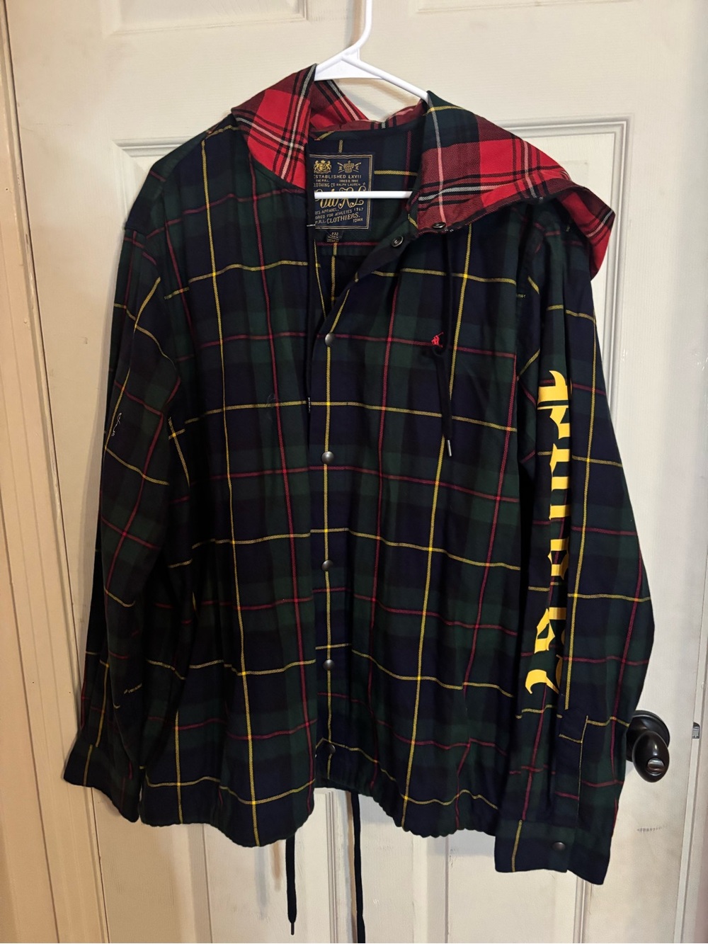 Ralph Lauren Plaid Hooded Jacket in Red, Navy and Yellow